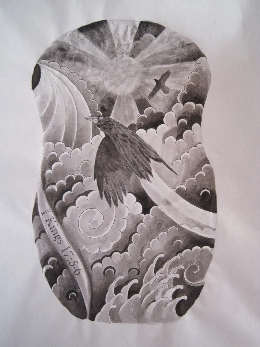 Raven Tattoo Composition