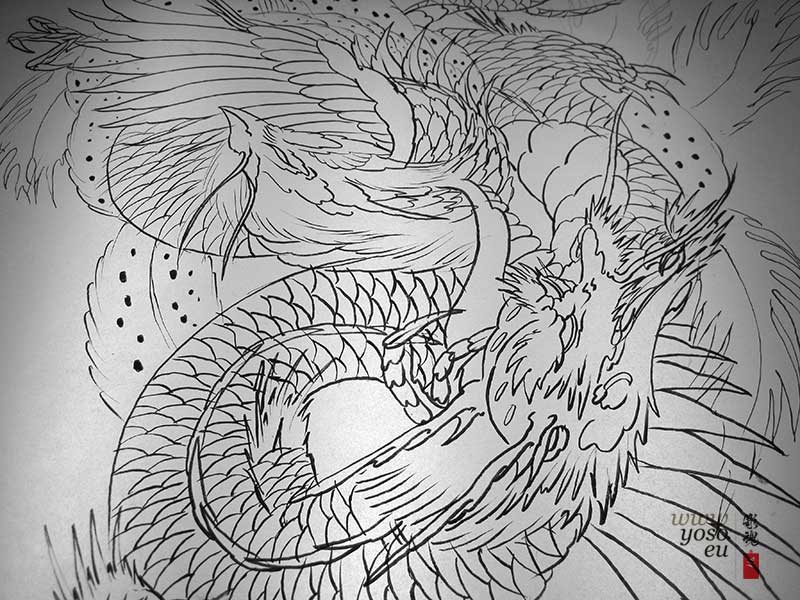 Phoenix Dragon Back Piece Tattoo Design — Yoso Tattoo - Japanese Tattoo - 刺青 宮崎市