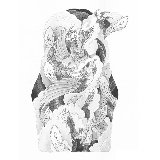 Chemicaliën PapoeaNieuwGuinea zelfmoord Dragon & Phoenix Sleeve Tattoo Flash — Yoso Tattoo - Japanese Tattoo - 刺青  宮崎市