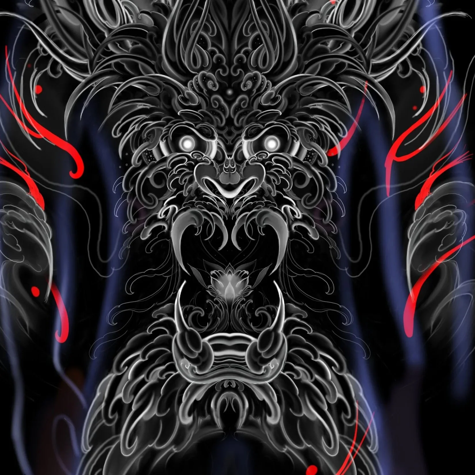 Japanese Tattoo, Water Dragon Back Piece Concept.