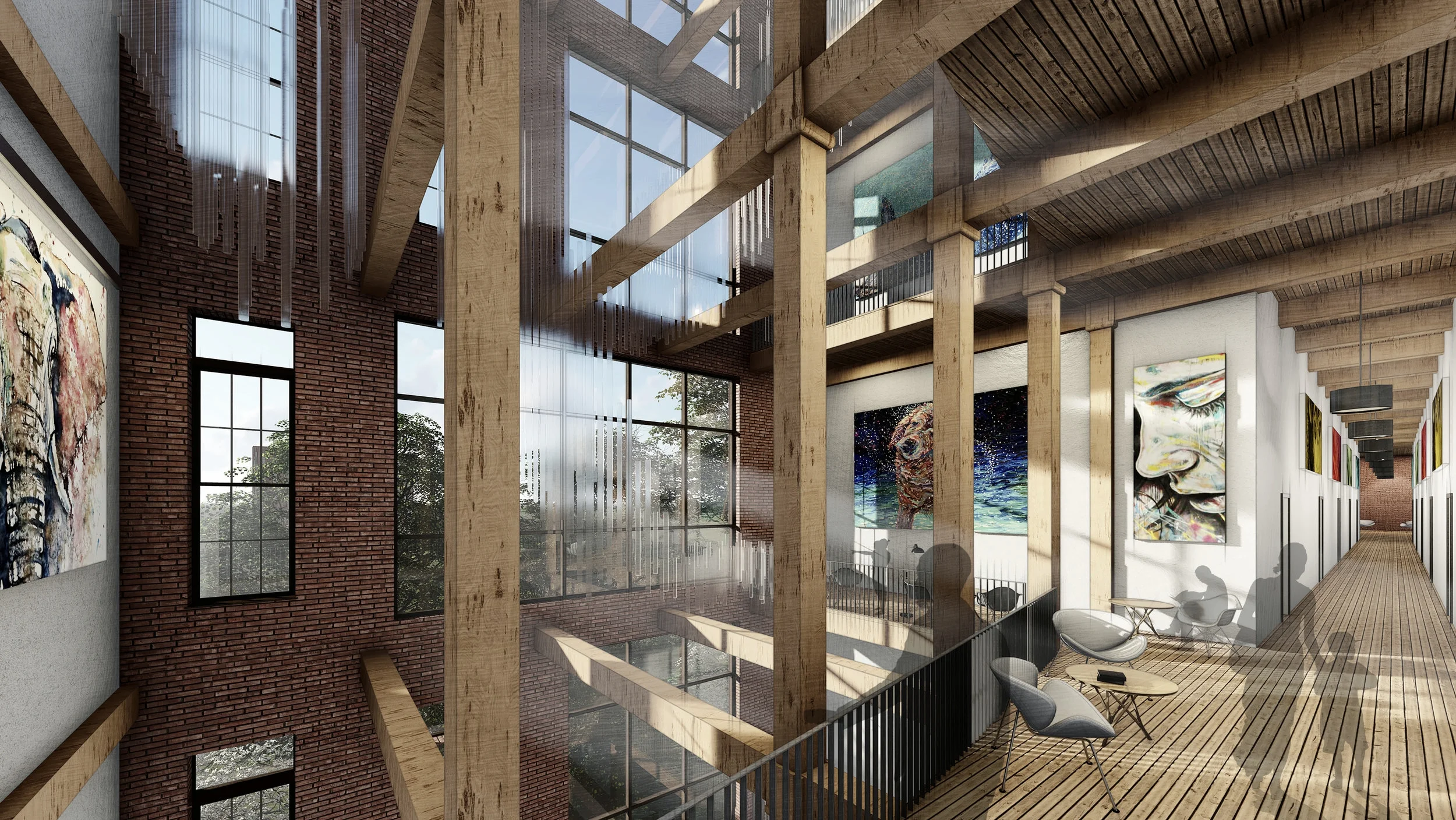 ATRIUM VIEW LOOKING WEST - OOMBRA ARCHITECTS ©