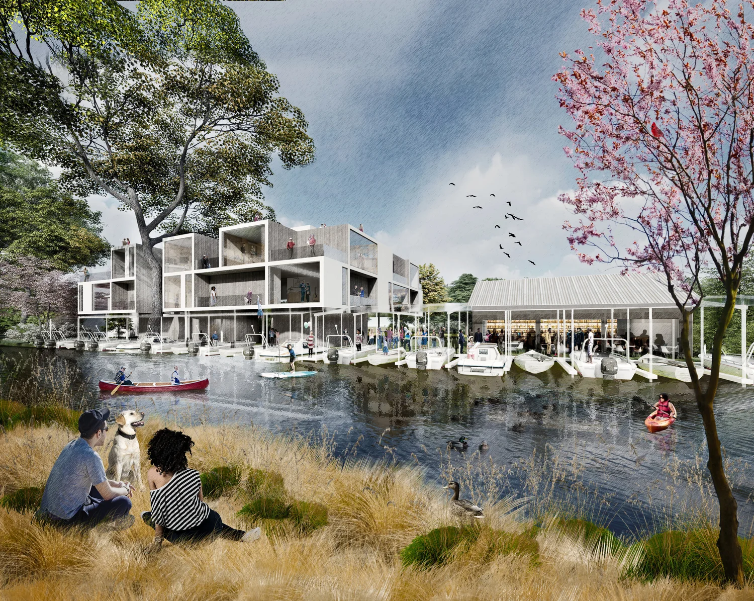 OOMBRA ARCHITECTS — URBAN BOAT HOUSE IN JEFFERSON CHALMERS NEIGHBORHOOD ...