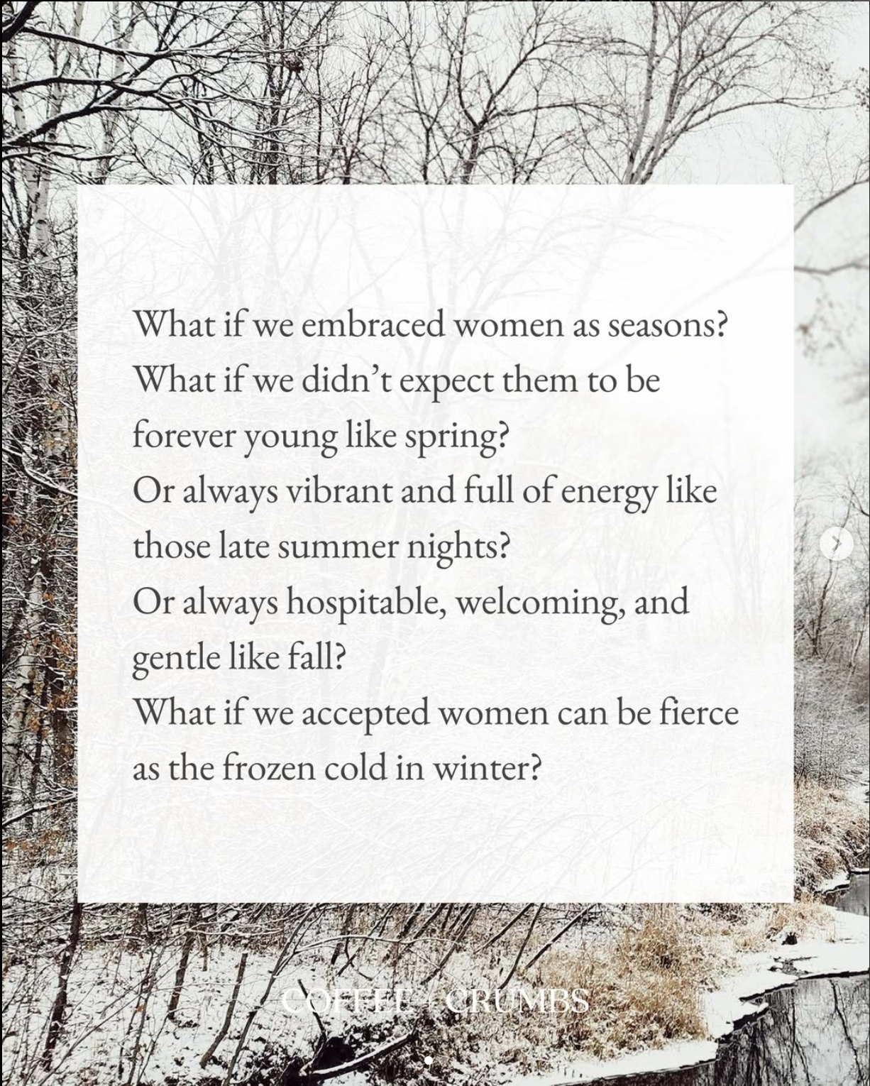 Women as Seasons (Featured on Coffee and Crumbs December 2024)