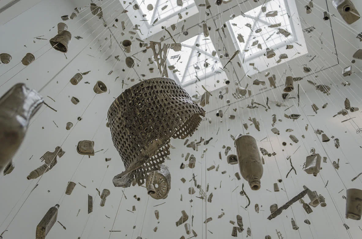 The hanging artwork is done by Marie Lorenz and photographed by Nicholas Ostness