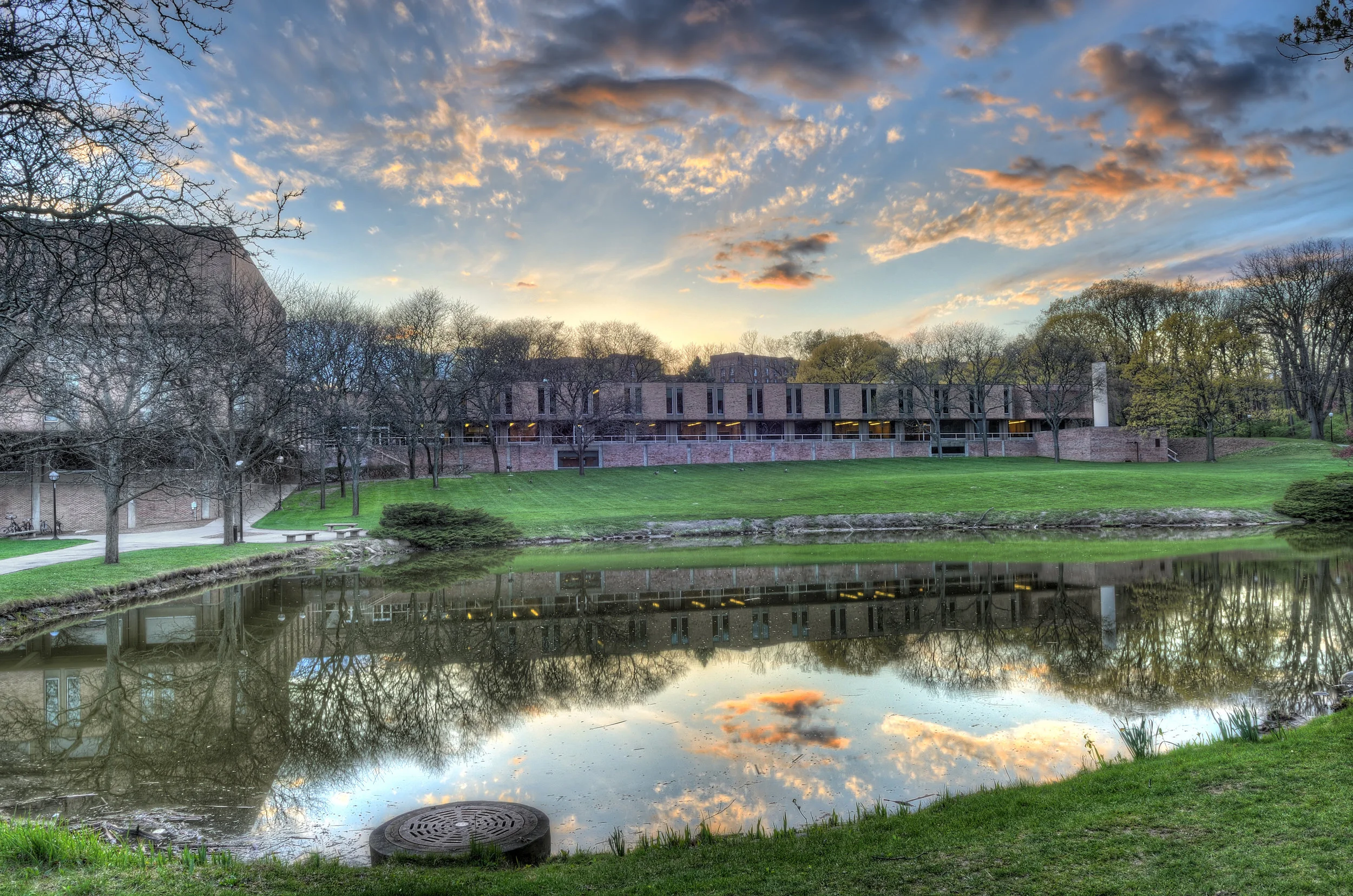 Sunset on a small pond on North Campus.jpg
