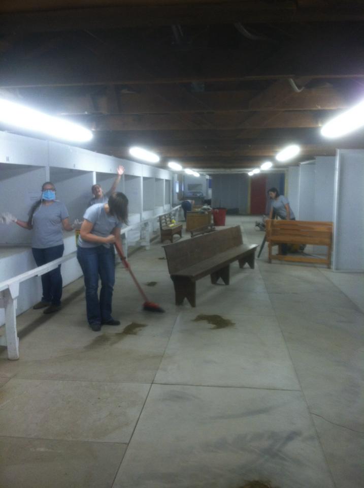Cleaning the Exhibit Hall