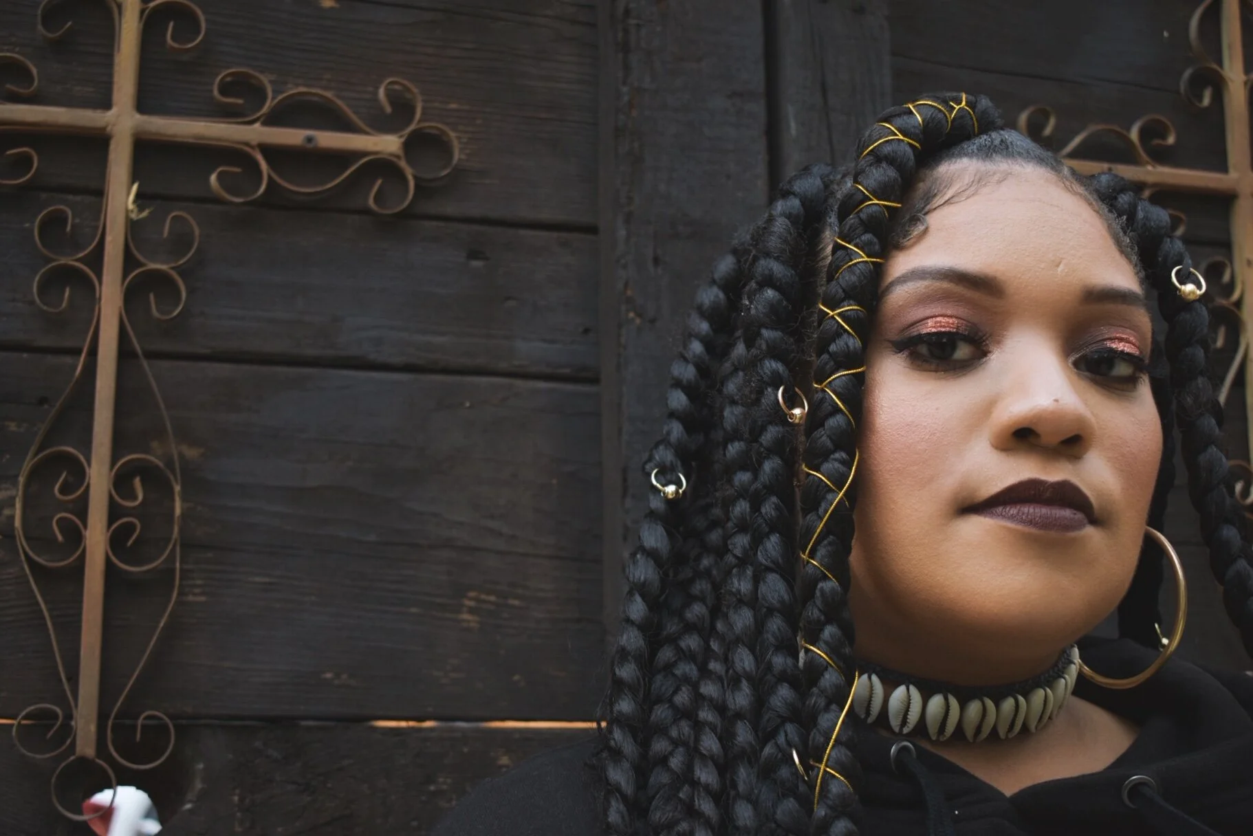  X Mayo in front of Wooden Gate 