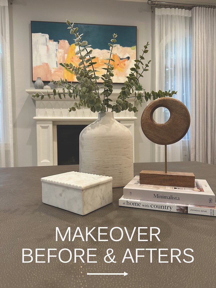 BEFORE &amp; AFTER: Brought new life to these outdated spaces on a tight budget, making them fresh, cozy and functional. 🙌🏼 

#budgetfriendlydecor 
#beforeandafter 
#foyer
#livingroomdesign 
#familyroom