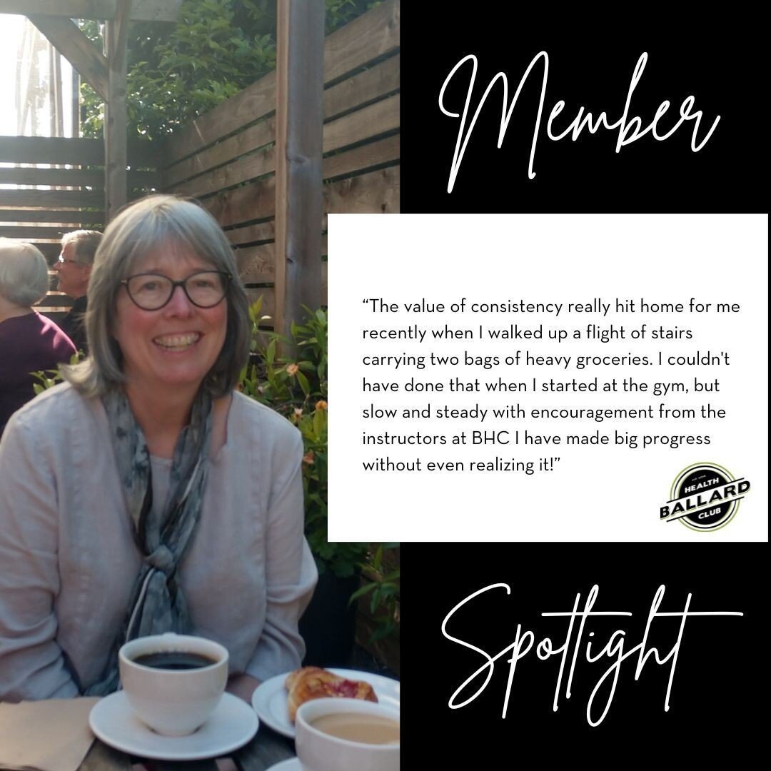 Member Spotlight: Cindy Anderson⁠
⁠
Cindy has been a member of Ballard Health Club since October 2022. ⁠
⁠
She started working out to maintain some level of fitness as she grows older. Cindy has been a rower, but up until she joined the gym the only 