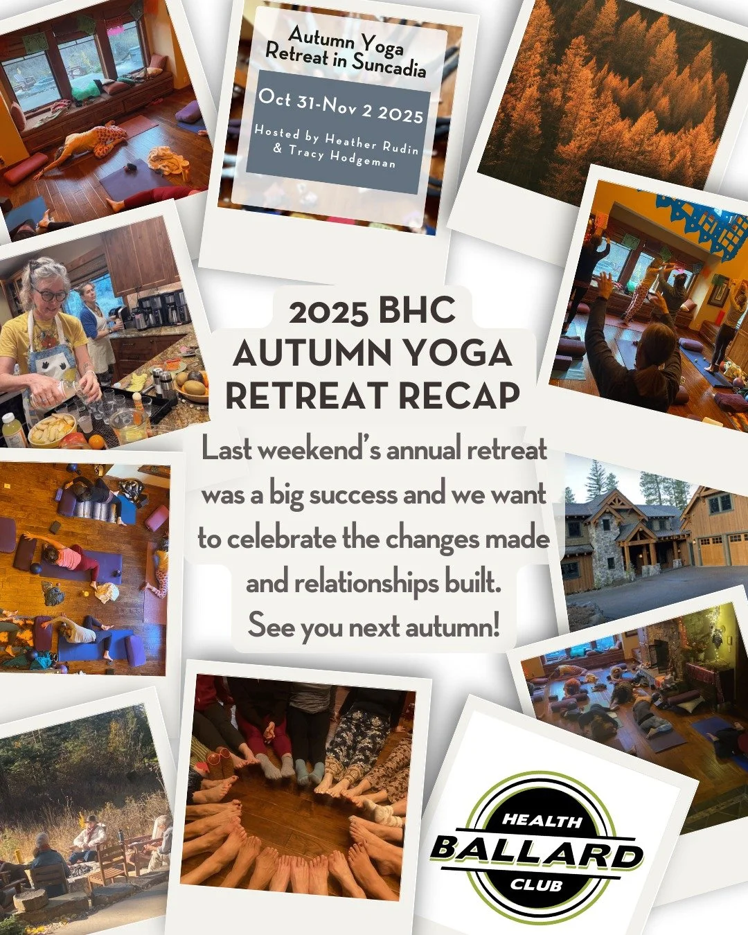 Last weekend's Annual Autumn Yoga Retreat was a big success and we want to celebrate the changes made and relationships built!

Nourishing yoga, wholesome food, hot tub relaxation, nature walks, and quiet reflection were enjoyed. 

We want to give a 