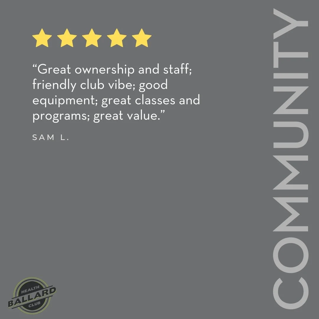 Our members and visitors are loving Ballard Health Club! Swipe through these amazing reviews highlighting our diverse classes, top-notch equipment, welcoming vibe, and awesome instructors. Big thanks to our community&mdash;couldn&rsquo;t do it withou