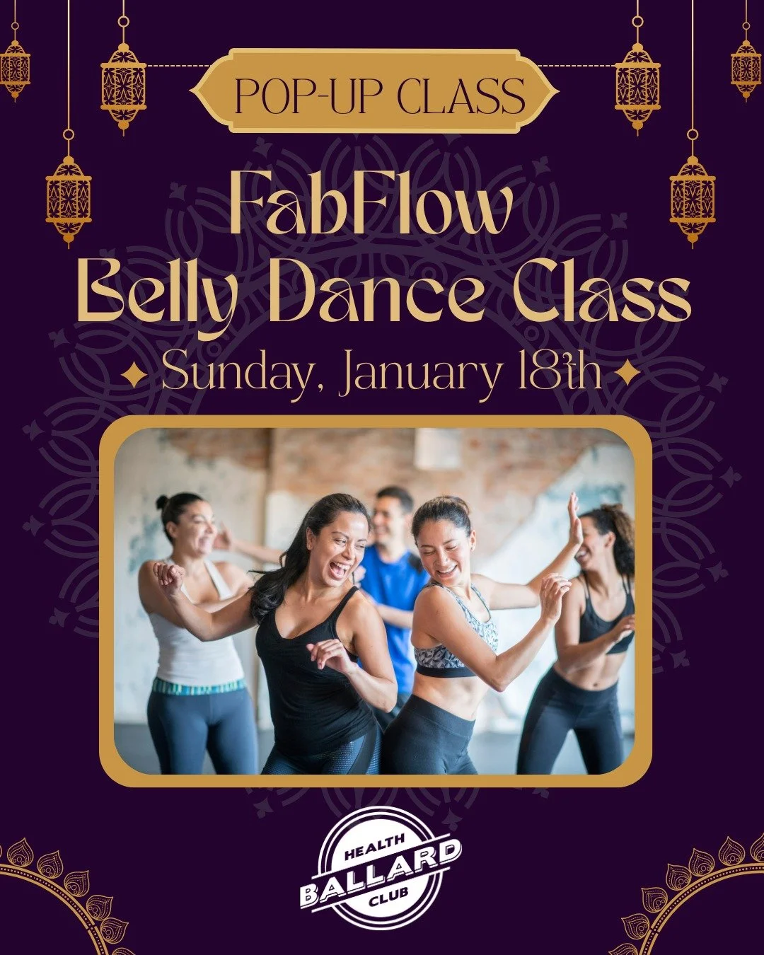 Signup for our upcoming pop-up "FabFlow Belly Dance Class" on January 18th from 12:30-1:30 pm!

Instructor Rebecca Uyleman
will lead this multi-level Belly Dance Class for anyone - from beginners to advanced Students. Includes high-impact a