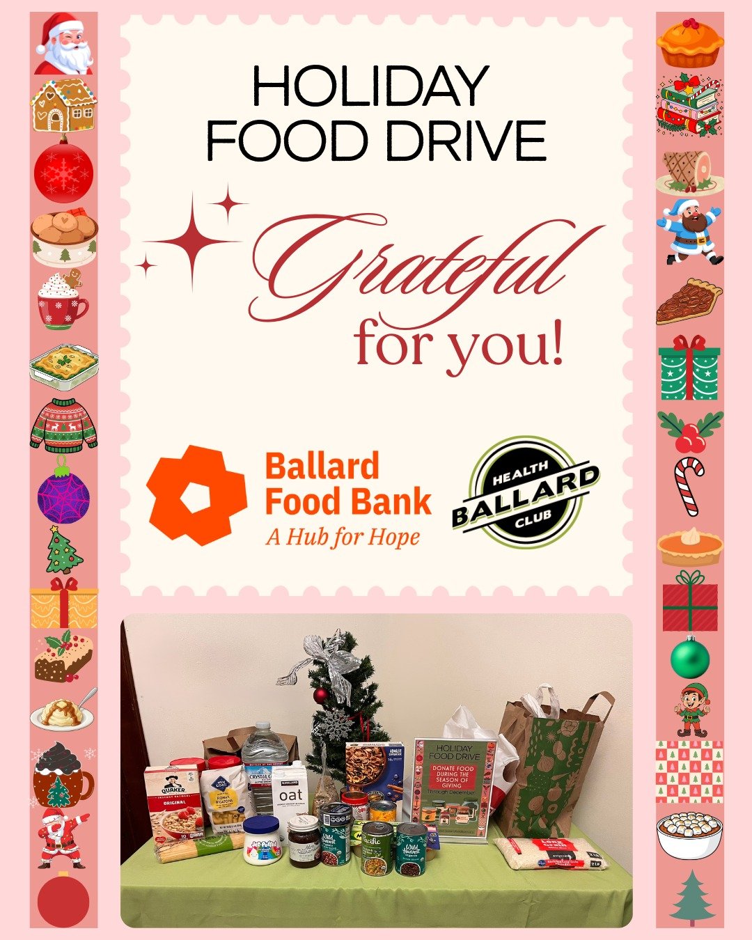 Thank you to everyone who supported the Ballard Food Bank in December for the Holiday Food Drive! Your food and financial donations were gratefully appreciated by the leadership of the Ballard Food Bank.

The Ballard Food Bank is working hard to keep