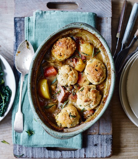 Pork and Apple stew with Tarragon Dumplings