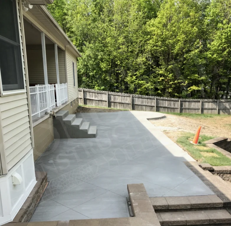 Standard Patio with designed joints and steps completed at a Boardman home