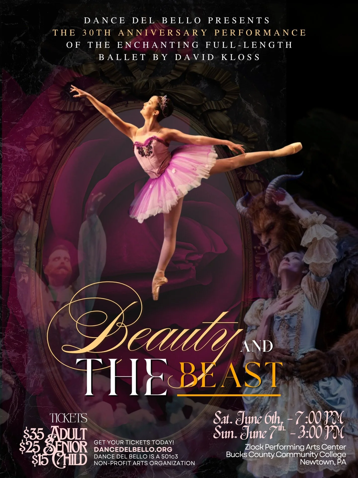 Dance Del Bello celebrates the 30th Anniversary performance of the enchanting full length ballet BEAUTY &amp; THE BEAST by David Kloss. 🌹🥀🏰&hearts;️

Dates: June 6th &amp; 7th

Tickets are now on Sale!  Secure your seats today!
 🔗 Link in bio.

#