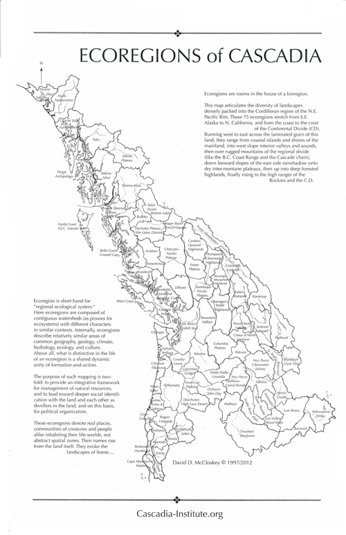 Ecoregions of Cascadia by David McCloskey, Cascadia Institute