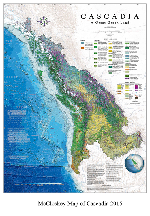 Cascadia bioregion map by David McCloskey