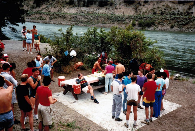    Out and About Hiking Club rafting on the Thompson River. Okanagan 1987   