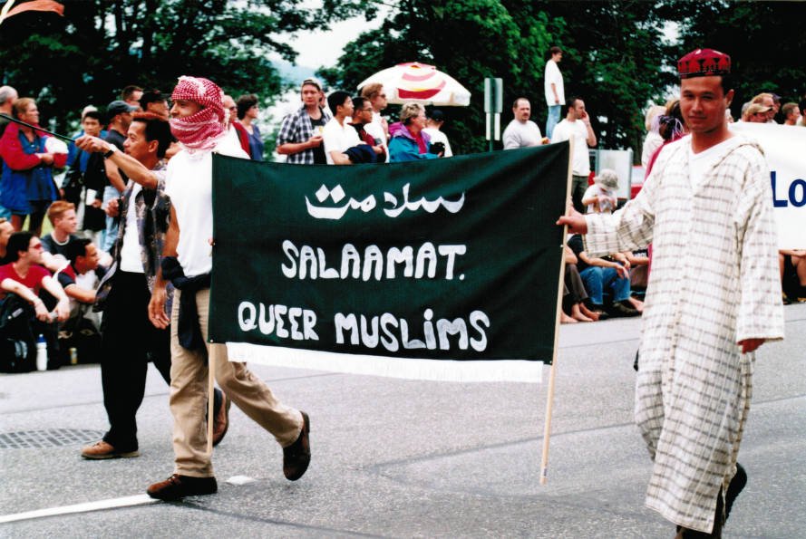    Queer Muslim group Salamat march in the Gay/Lesbian Pride Parade. Vancouver BC 2001   