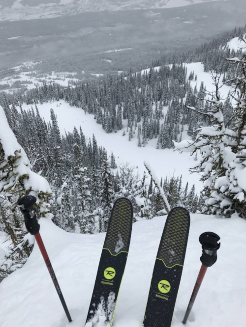 Below my feet: a 4,000 foot vertical drop to the base of the resort. 