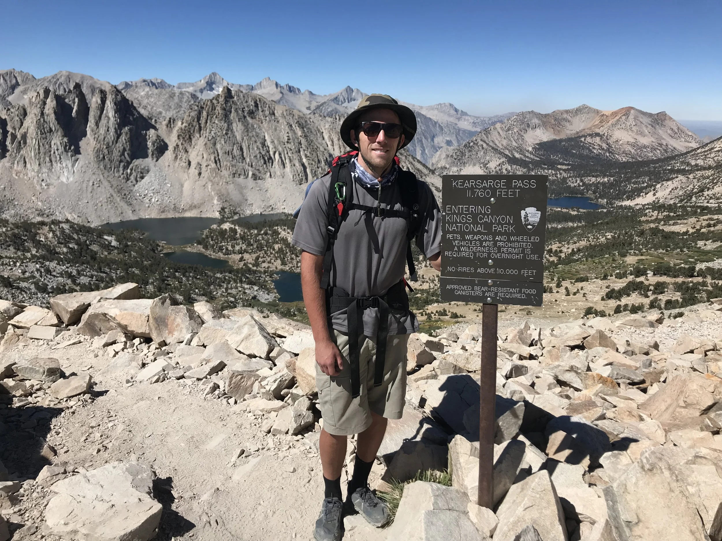 Taken as I passed over Kearsarge Pass for the first time that day. Less smiles the second time around.