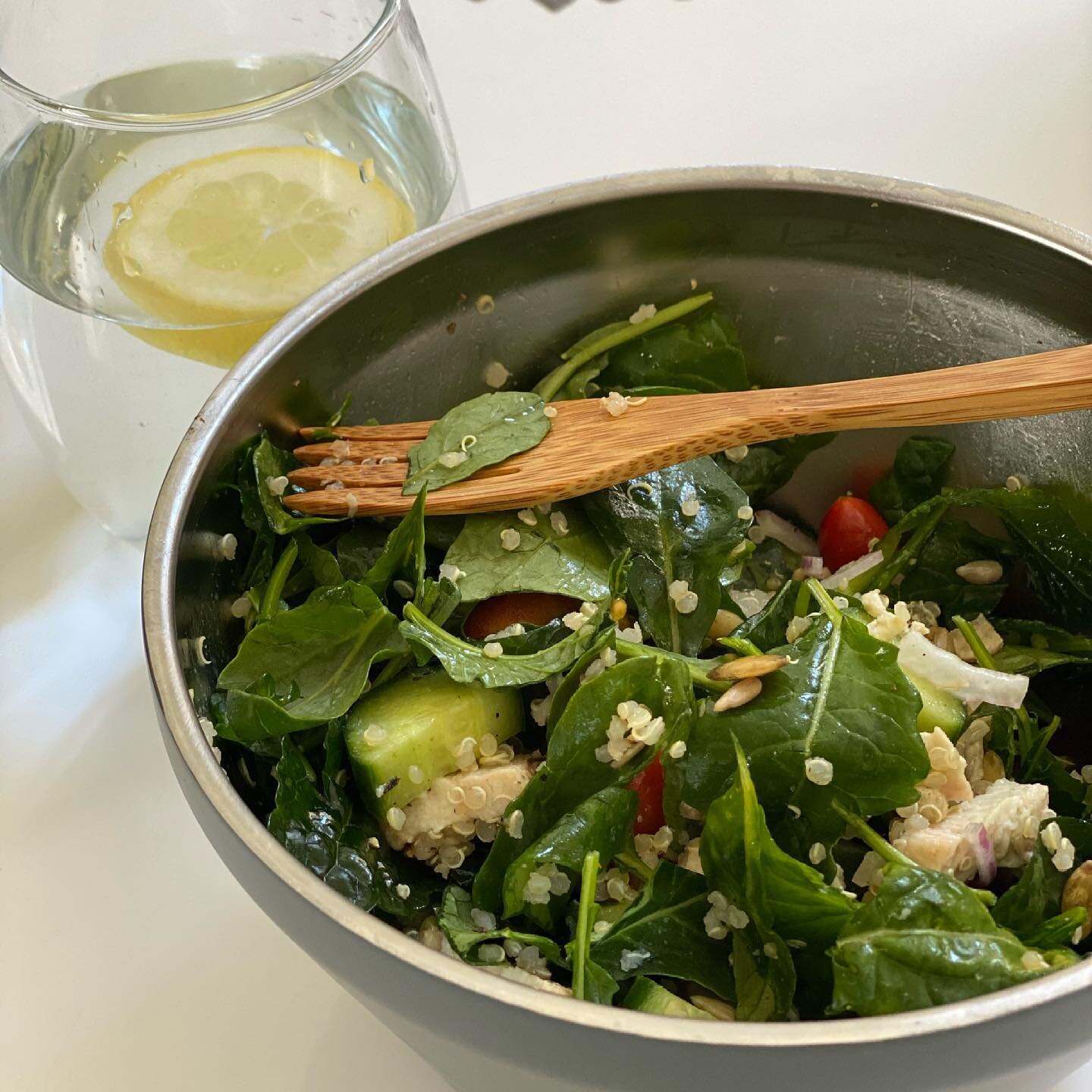I'm living for these leftover salads I prep in the morning with whatever I have in the fridge. 

This recipe is from my new 6 week program REFINE, LIFT &amp; ALIGN that launched this week. Week 1 is focused on cleansing and clearing. This lovely kale