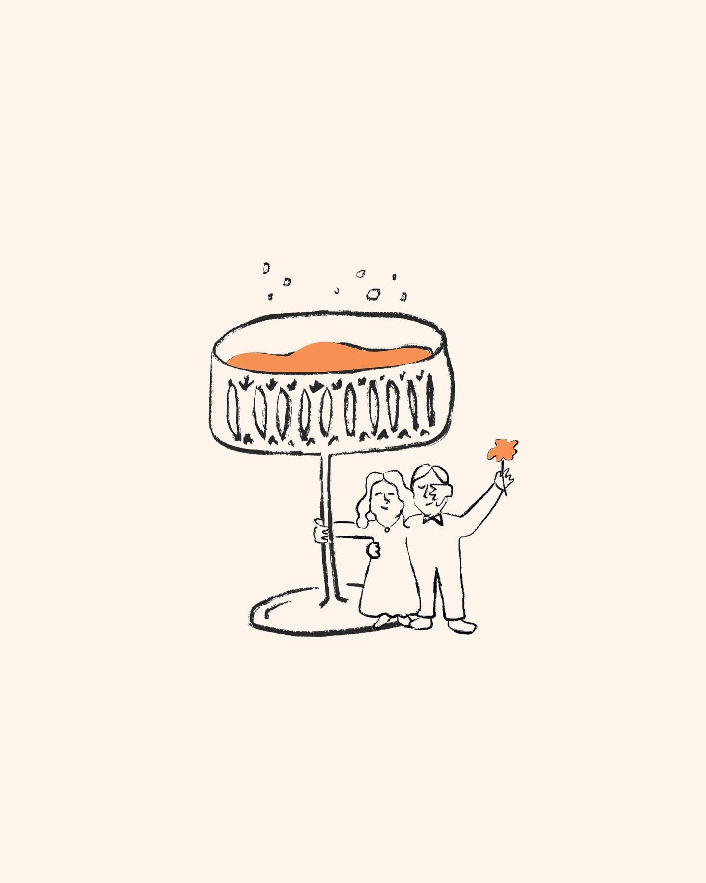 We&rsquo;re getting excited to kick off our first spring wedding weekend with the absolute cutest doodles of our couple by @highfancypaper for a @noelle_nashville welcome party! Shines their colorful and fun personalities through and through 🍊