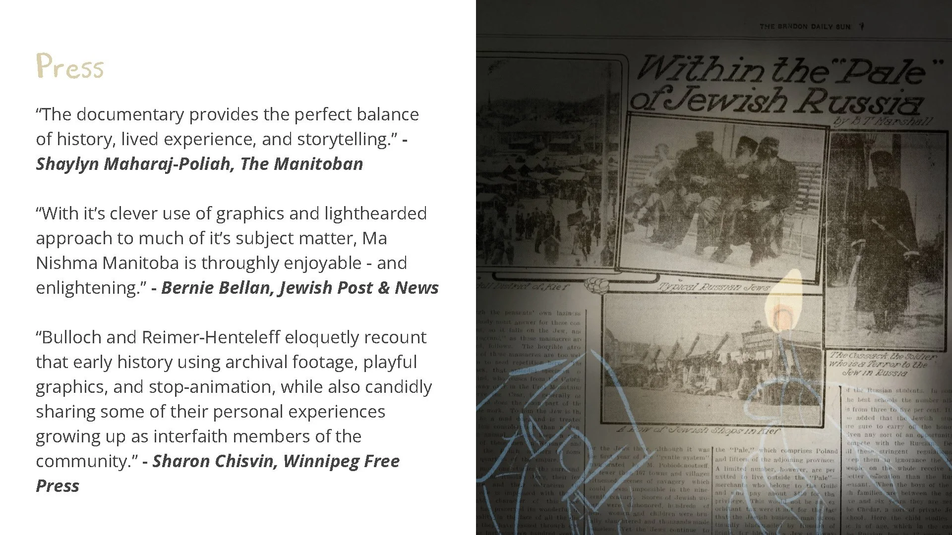 Ma Nishma Manitoba (Mid-length Documentary) - Electronic Press Kit