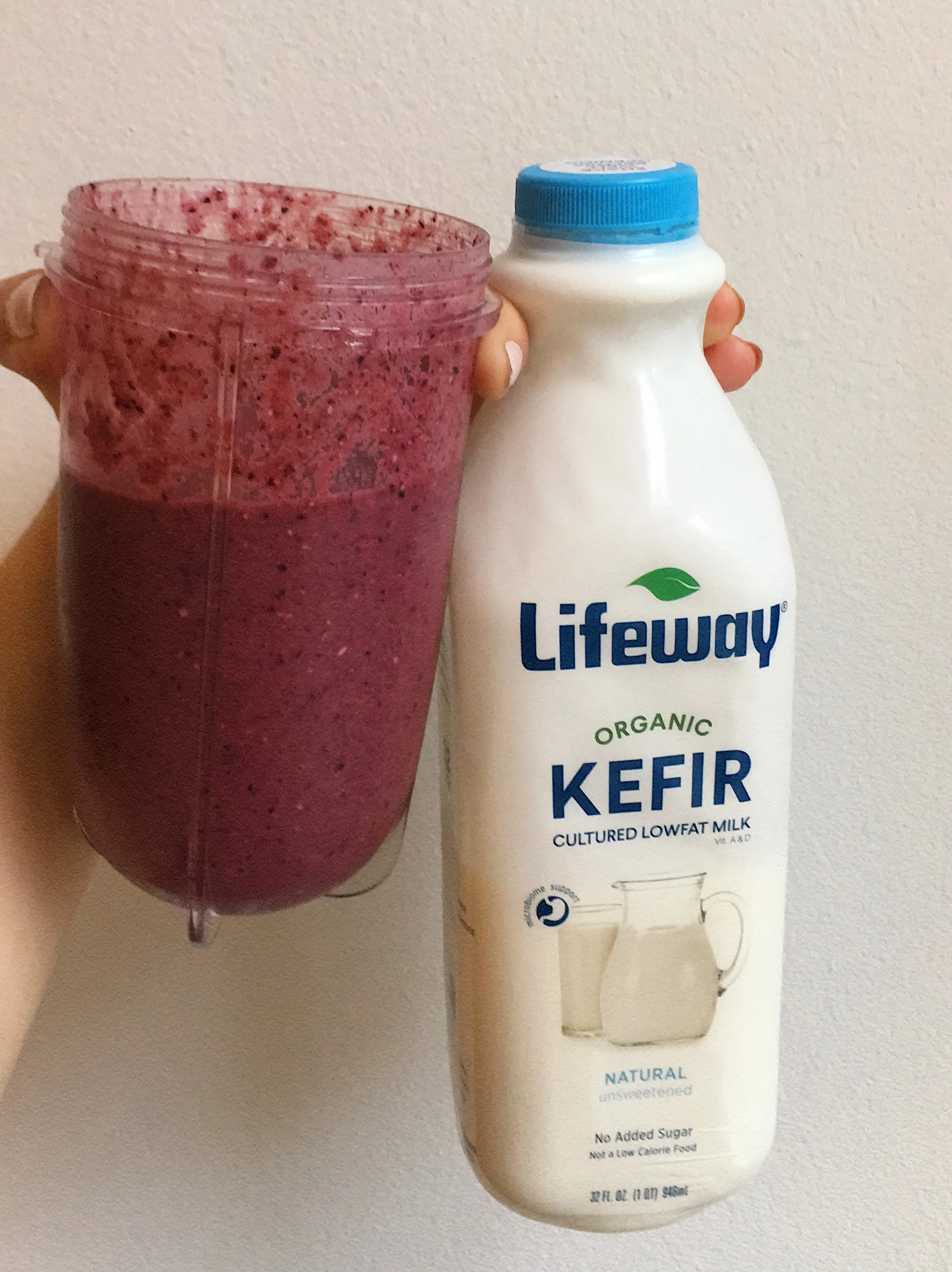 Blueberry smoothie with Lifeway Kefir