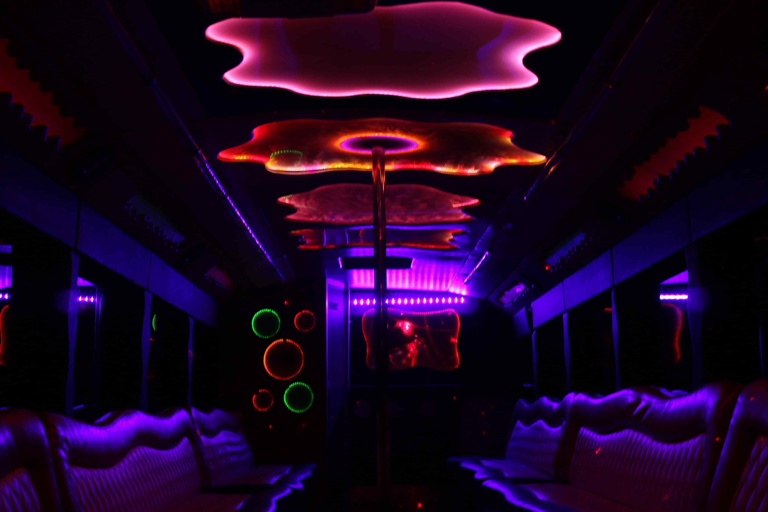 Interior Shot of Multiple Ceiling Colors in Patriot Bus