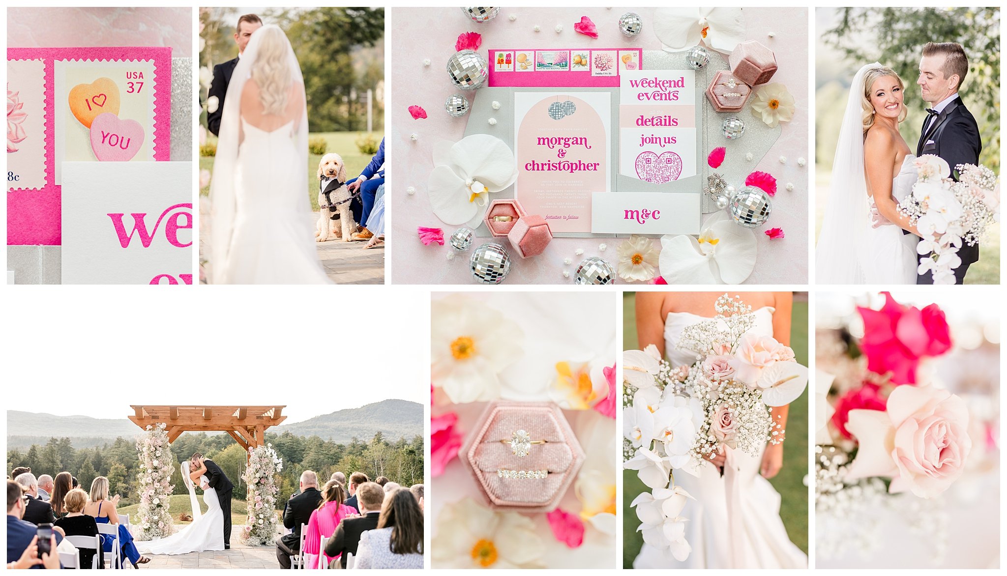 Morgan &amp; Chris; A Pink Perfect Wedding at Owl's Nest Resort, Thornton, New Hampshire