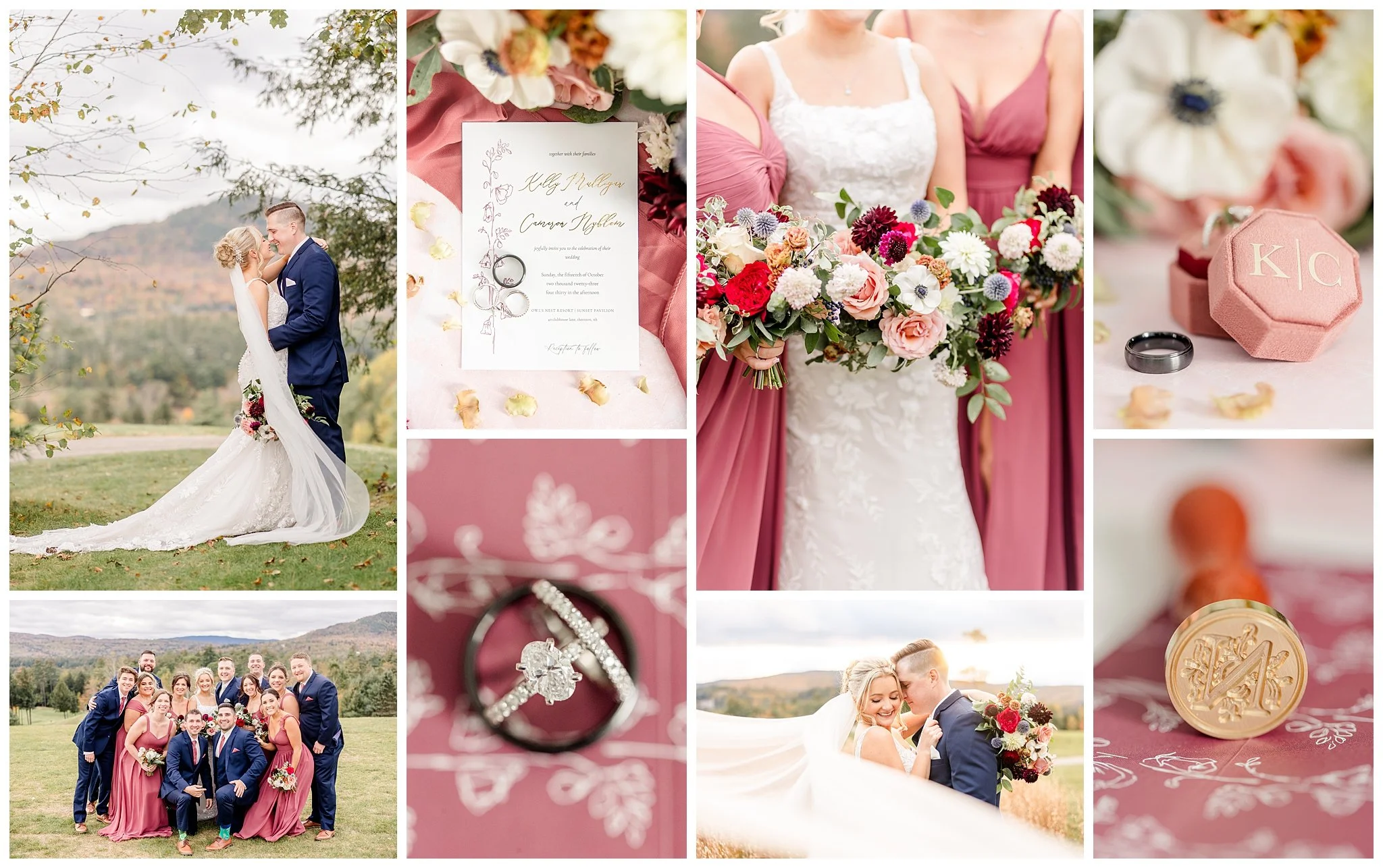 Kelly &amp; Cam; A Stunning Fall Wedding in New England at Owl's Nest Resort, Thornton, New Hampshire