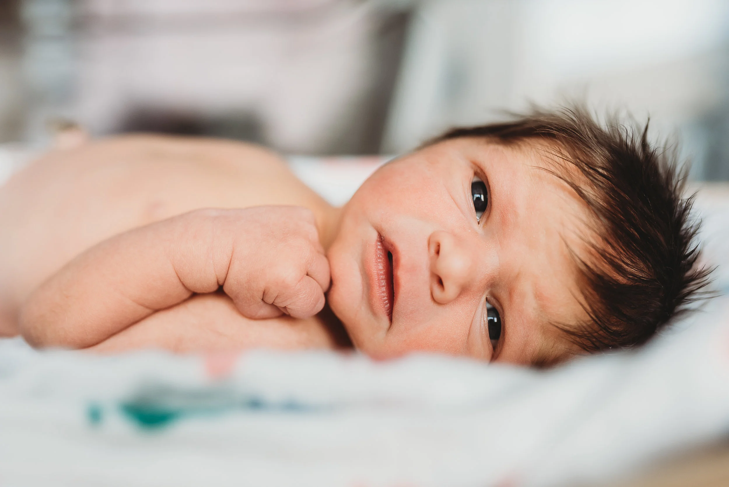 newborn with lots of hair-newborn portraits