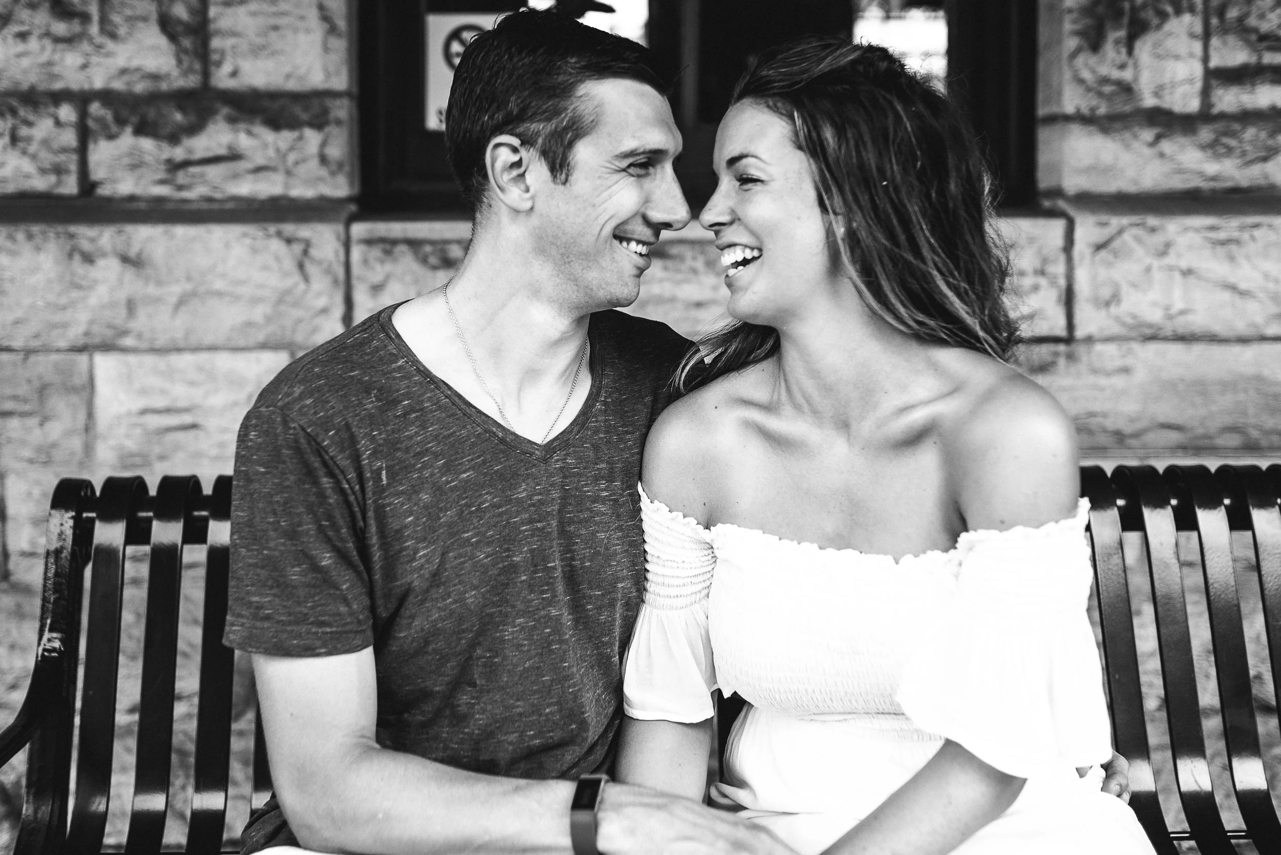 couple laughing together