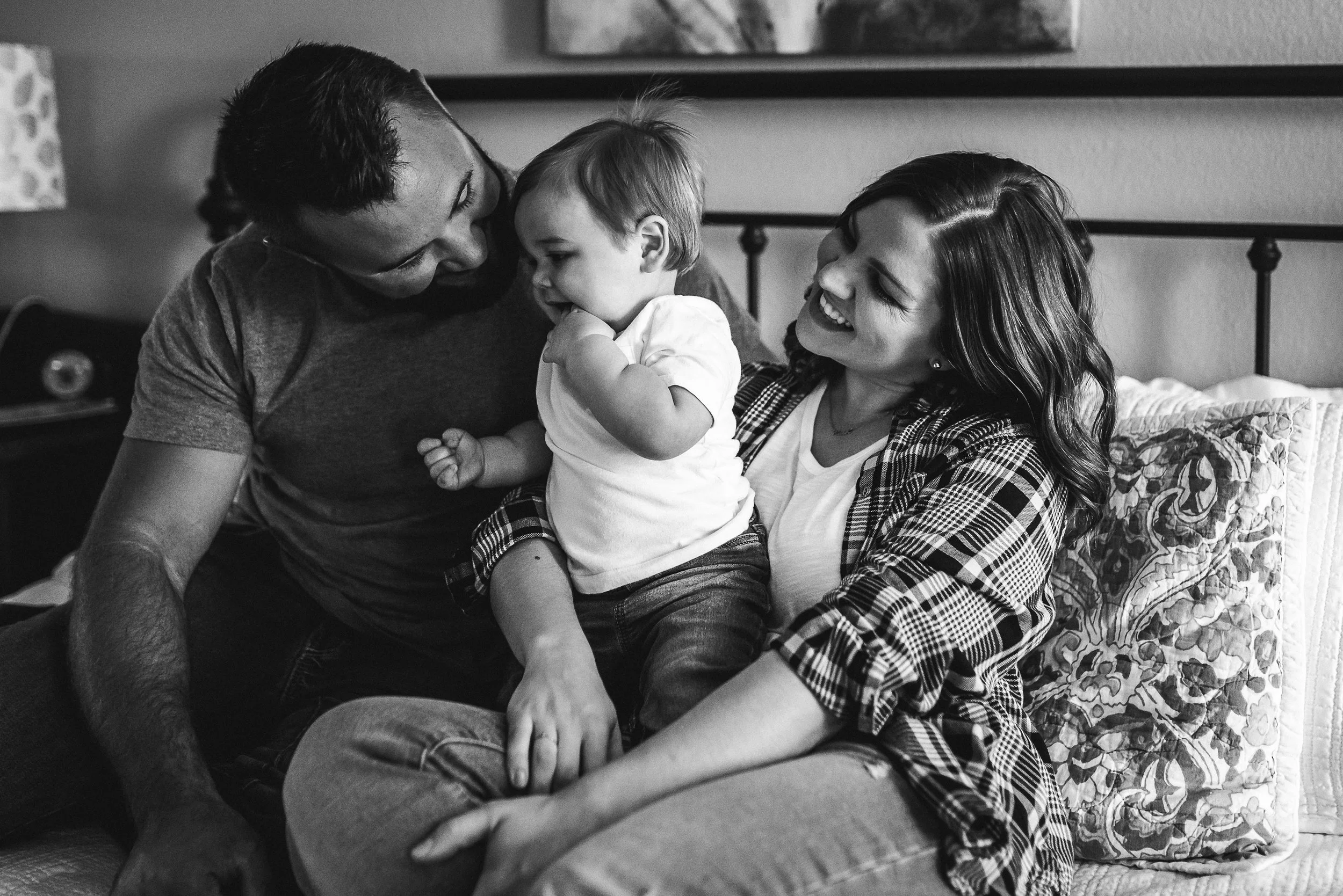 family talking with son