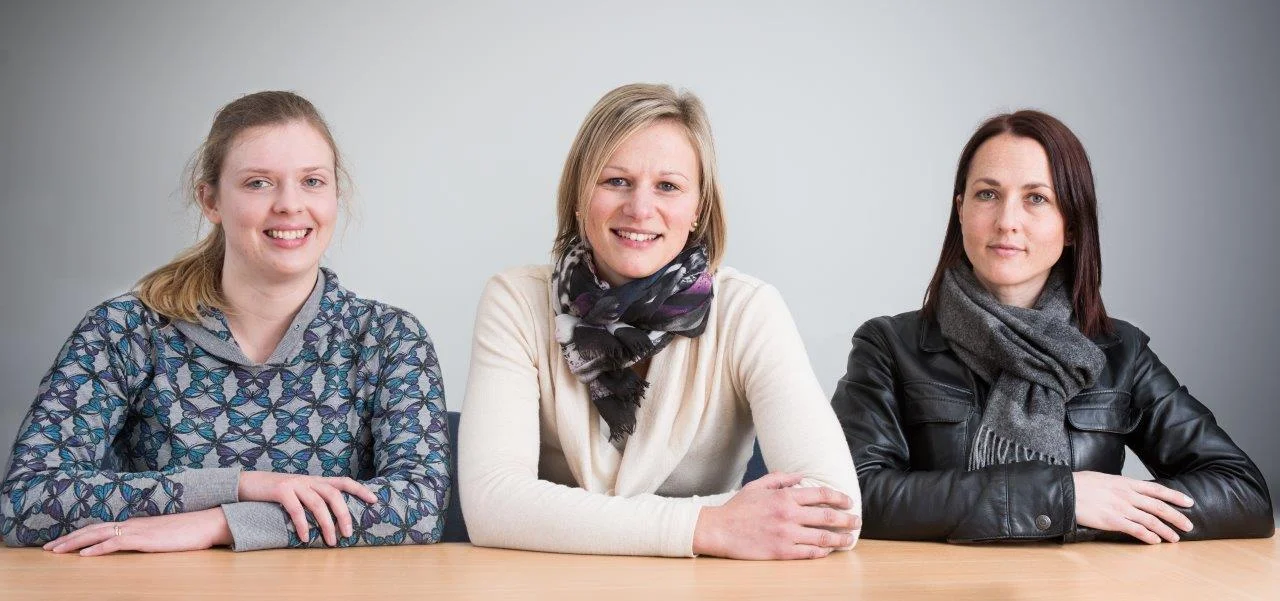 Researchers (from left) Hannah Waddington, Larah van der Meer and Jessica Tupou.