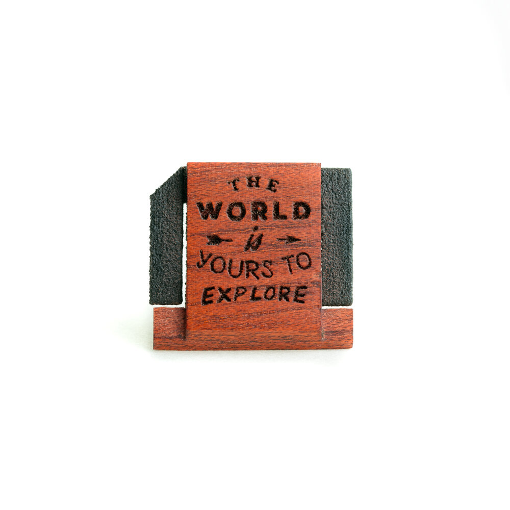 Wooden Bloodwood The World Is Yours To Explore Laser Engraved Universal Hot shoe Cover for Cameras