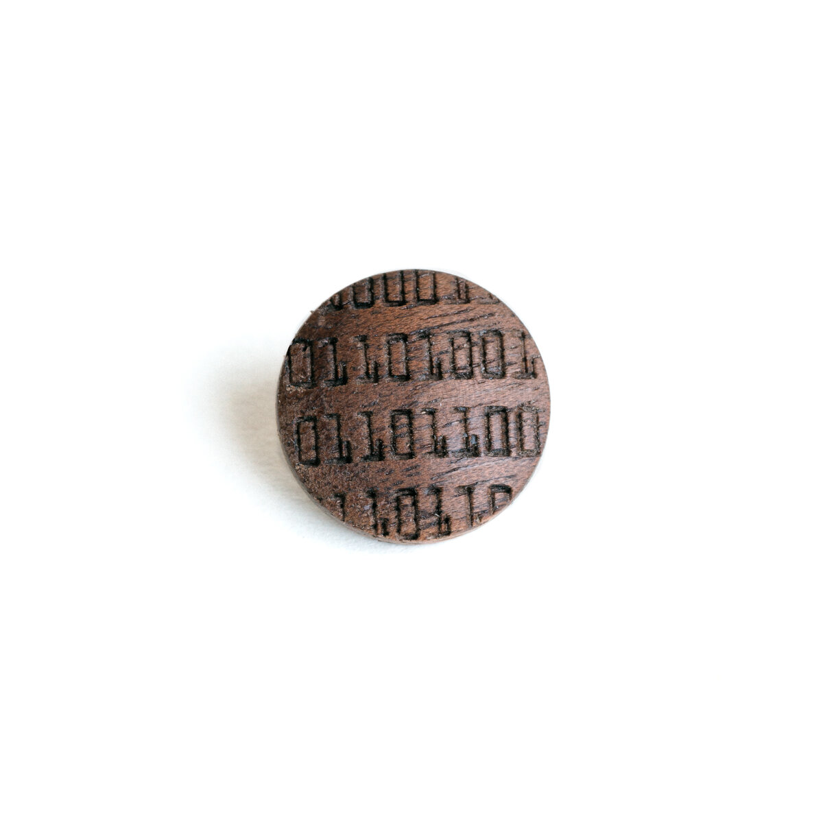 Wooden Walnut Binary Code Laser Engraved Soft Release Button for Cameras, Threaded REG