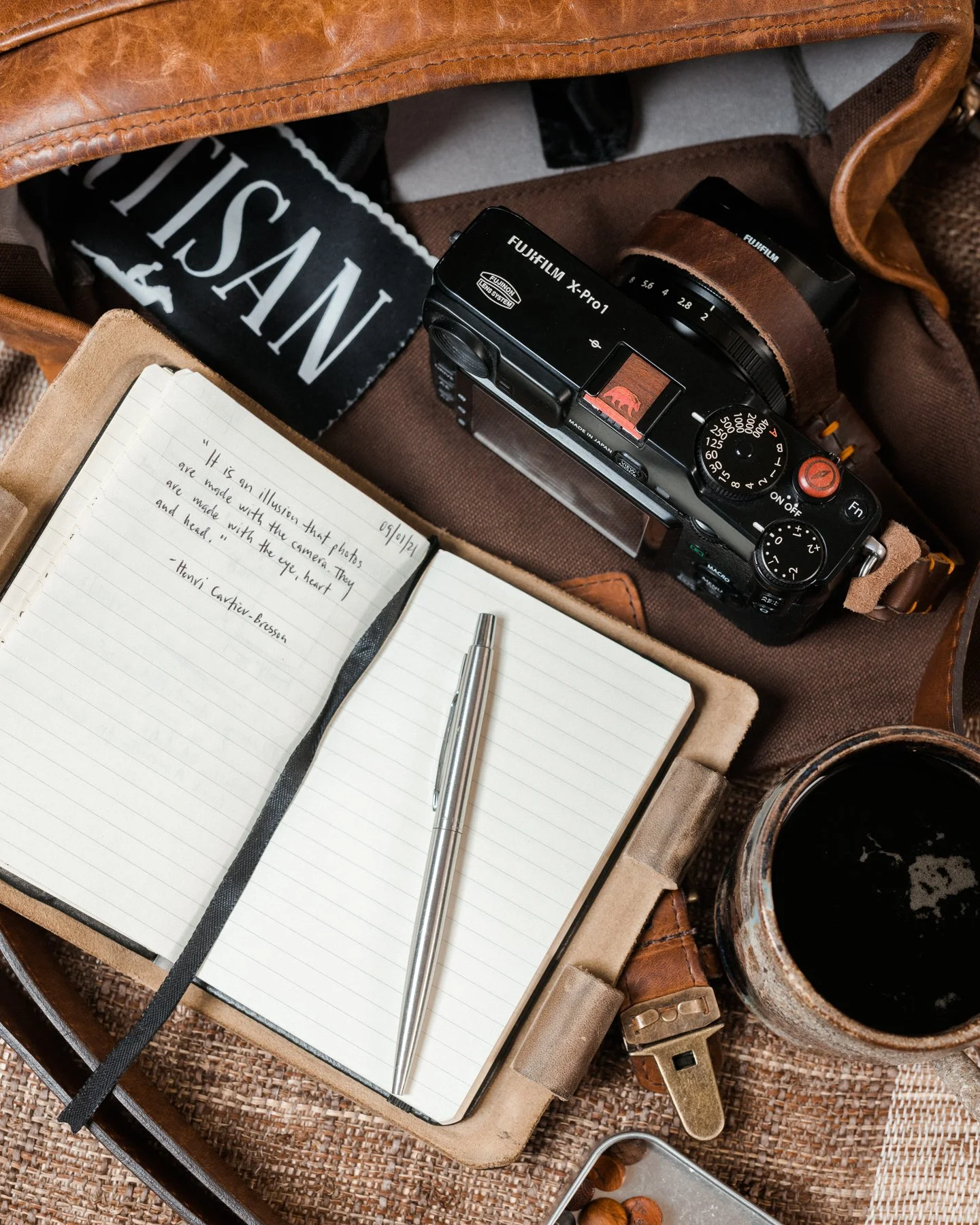 &ldquo;It is an illusion that photos are made with the camera, they are made with the eye, heart, and head.&rdquo; &mdash; Henri Cartier-Bresson

Every detail of your gear should inspire your craft. This Fujifilm X-Pro1 is dressed with an ivorywood c