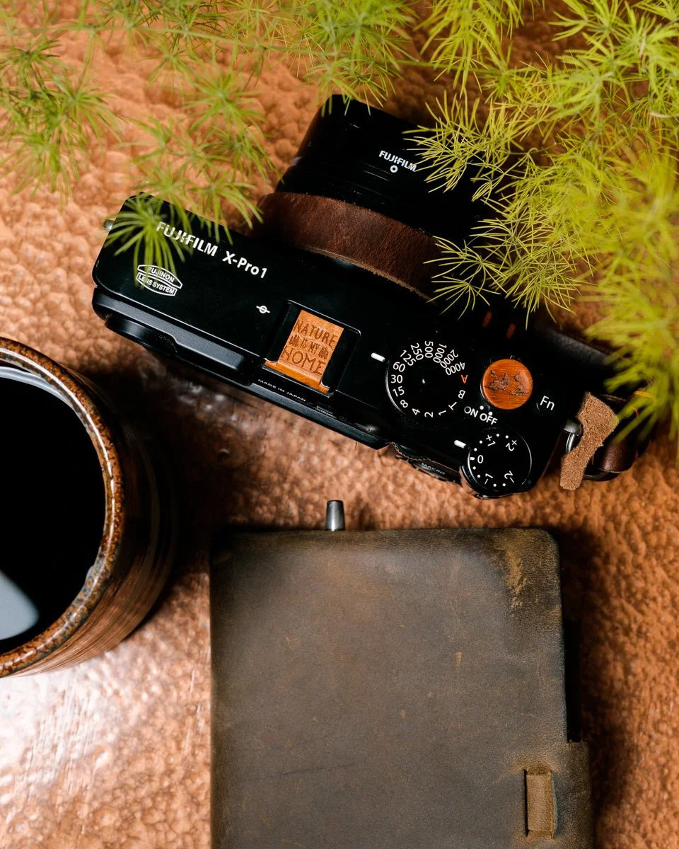 &ldquo;In wisdom gathered over time, I have found that every experience is a form of exploration.&rdquo; - Ansel Adams

I carved this Chakte Viga hot shoe cover and Earth soft release button as a reminder that nature isn&rsquo;t out there somewhere.
