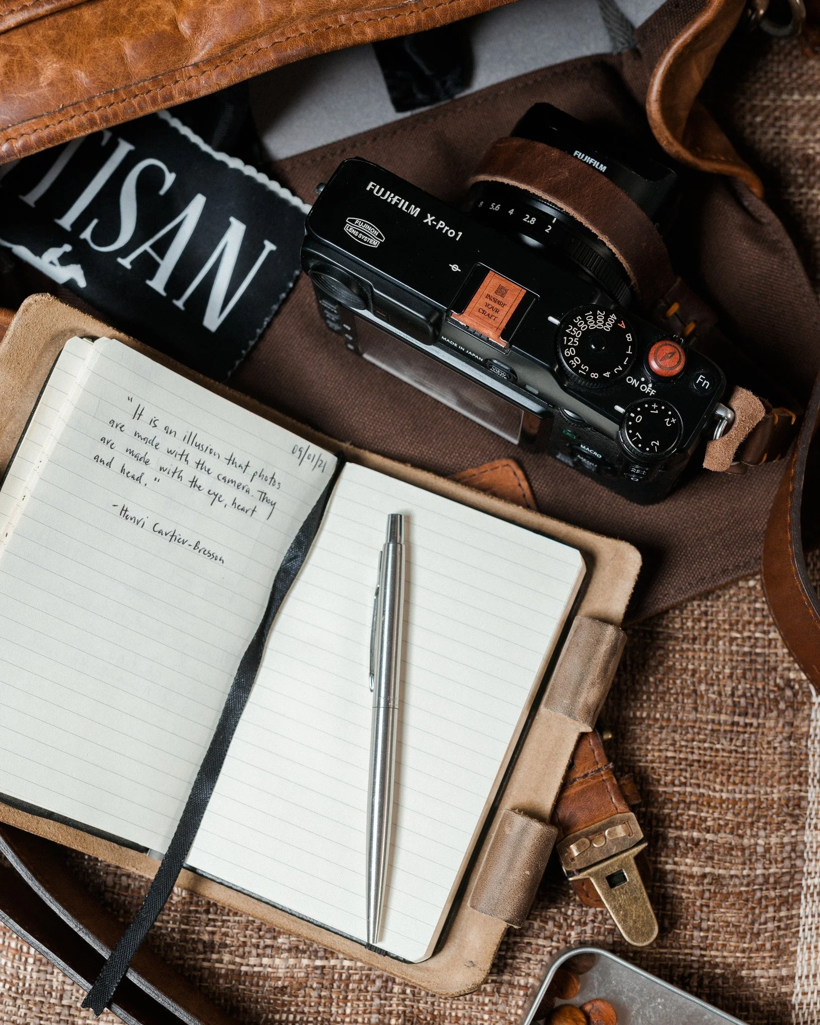 &ldquo;It is an illusion that photos are made with the camera&hellip; they are made with the eye, heart, and head.&rdquo; - Henri Cartier-Bresson

The Inspire Your Craft hot shoe cover and Compass soft release button in Ivorywood were milled with int