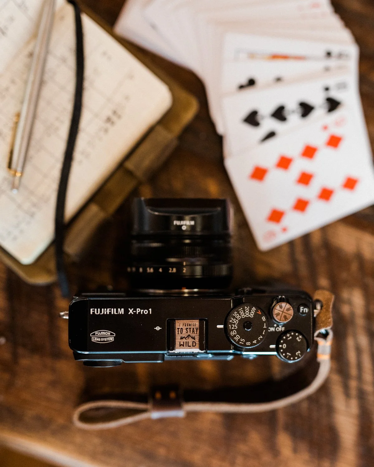 &ldquo;Which of my photographs is my favorite? The one I&rsquo;m going to take tomorrow.&rdquo; &mdash; Imogen Cunningham

Photography works best when it feels a little like play.

This Fujifilm X-Pro1 carries an &ldquo;I Promise to Stay Wild&rdquo; 