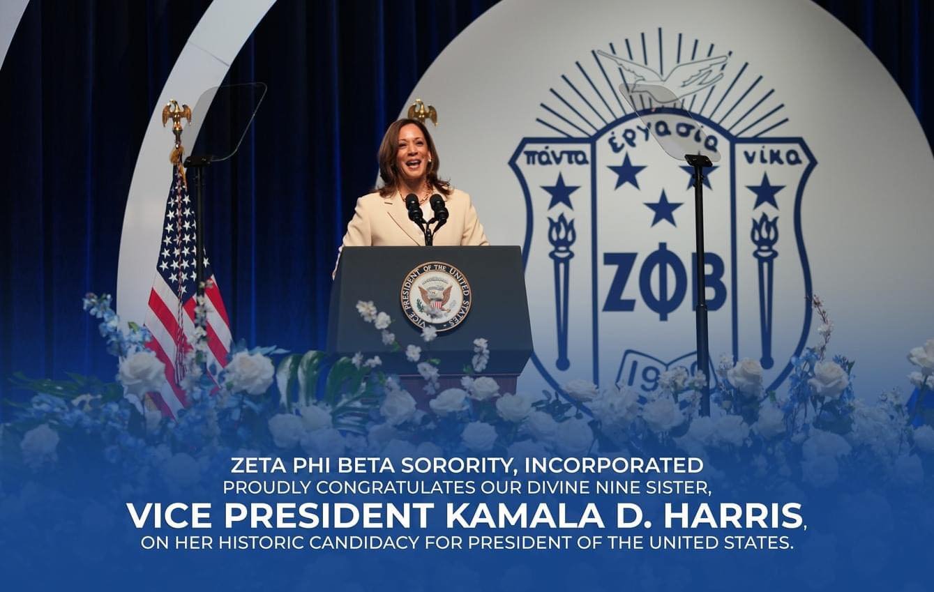 Zeta Phi Beta Sorority, Incorporated proudly congratulates our Divine Nine Sister Vice President Kamala D. Harris on her historic candidacy as for President of the United States. As our organization Embraces the Extraordinary Power of S.H.E., advocat