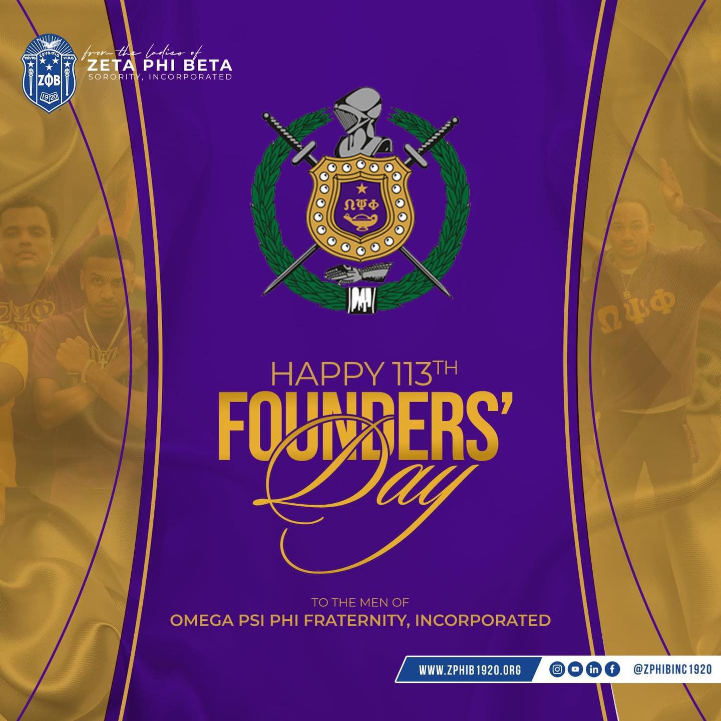 Happy 113th Founders&rsquo; Day to the men of Omega Psi Phi Fraternity, Incorporated!

Since November 17, 1911, Omega Psi Phi has been grounded in four enduring principles: fostering manhood, pursuing scholarship, persevering through challenges, and 