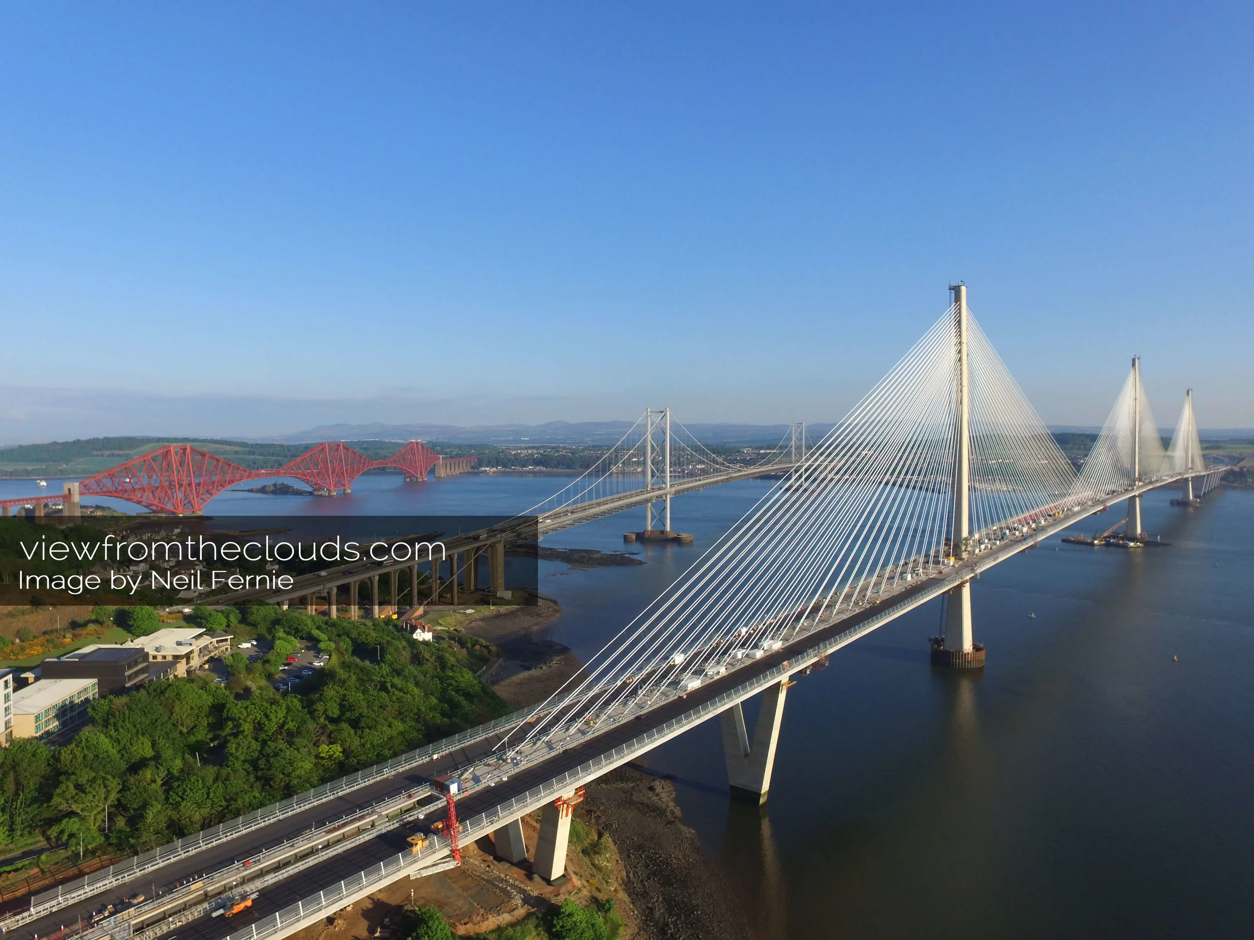 The 3 Bridges - Looking South East from the Queensferry Crossing North Approach 