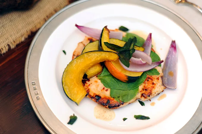 Chicken Paillards with Squash and Spinach