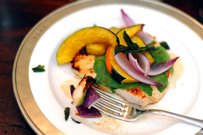 Chicken Paillards with Squash and Spinach