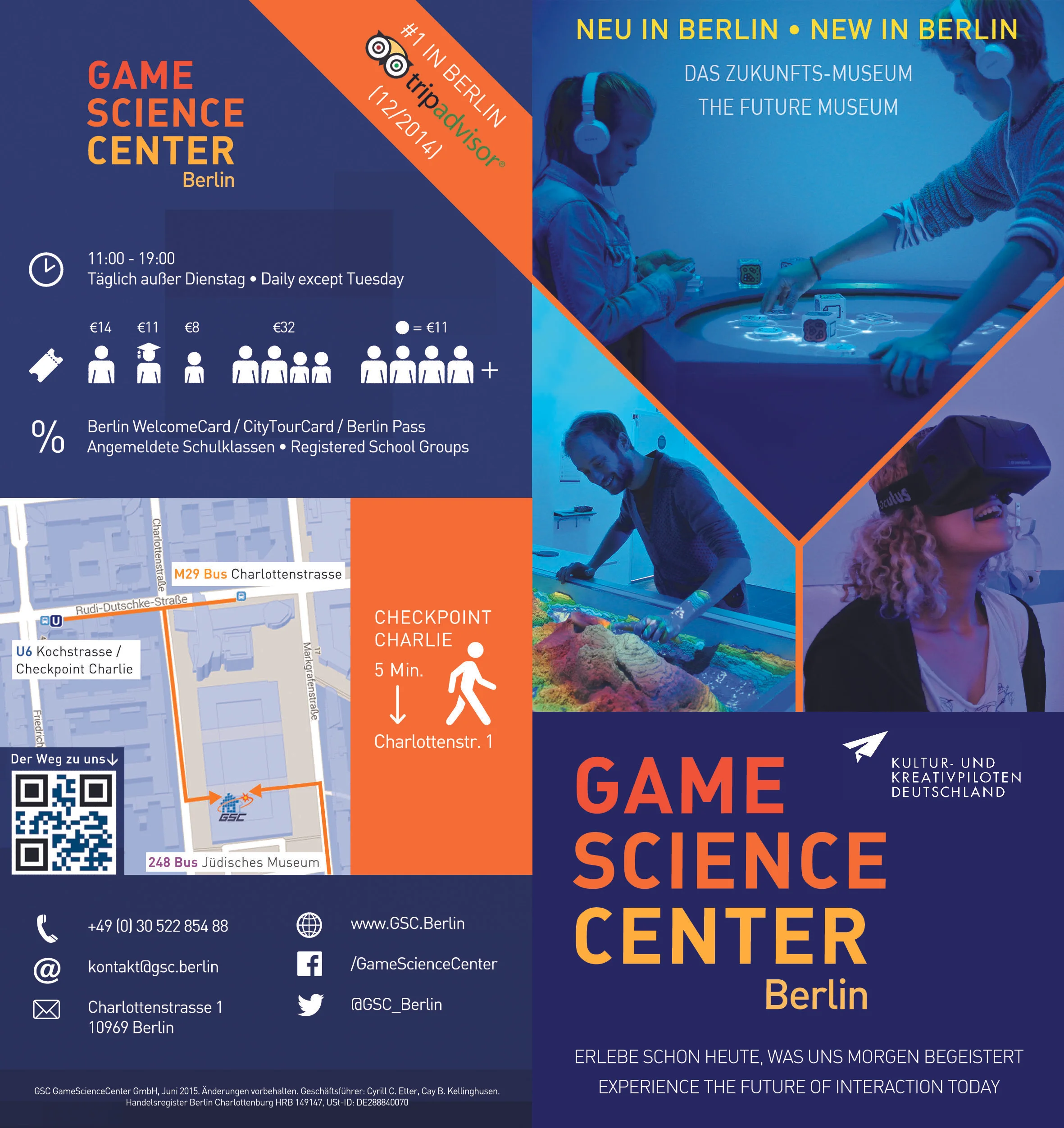 Flyer for the Game Science Center (2015) - outside