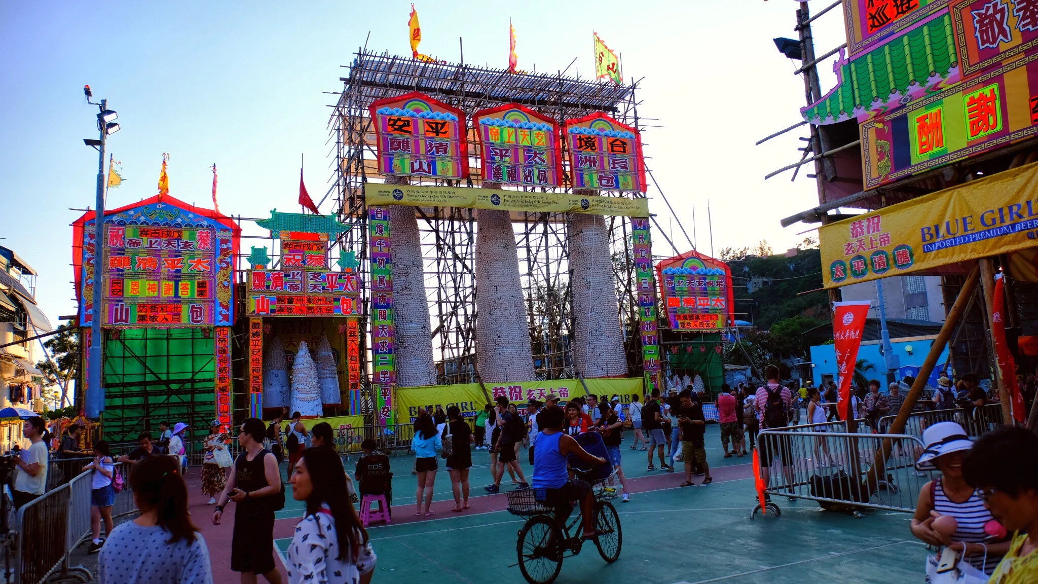 The famous Cheung Chau bun festival celebrated every on Buddha's Birthday every May.